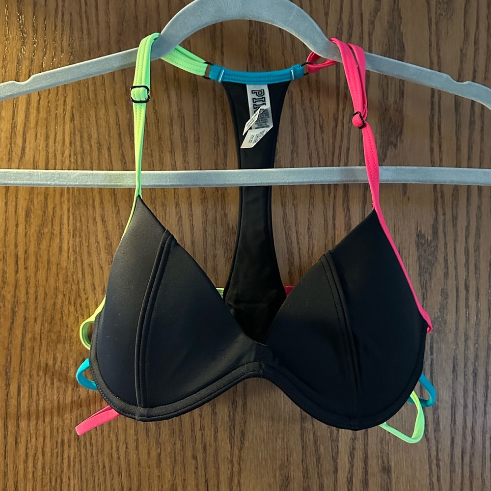 PINK Victoria’s Secret swim strappy bikini top with molded cups size S